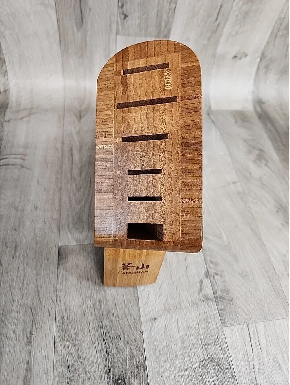 Cangshan Wood Knife Block Asymmetrical Freestanding 6 Slots Bamboo